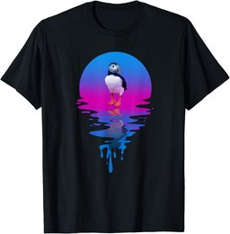Vintage Retro Sunset Puffin T-Shirt