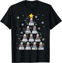 Shuttlecock Graphic Badminton Player Gift Christmas T-Shirt
