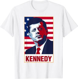 John F Kennedy Portrait American Flag T-Shirt