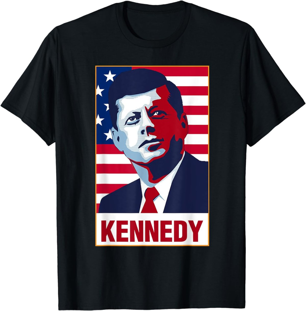 John F Kennedy Portrait American Flag T-Shirt