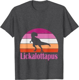 Funny and Cool Dinosaur Lesbian Pride Month Lickalottapus T-Shirt