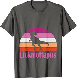 Funny and Cool Dinosaur Lesbian Pride Month Lickalottapus T-Shirt