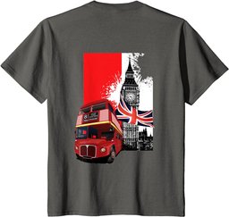 Souvenir London T-shirt City Bus Vintage UK Flag British Tee