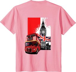 Souvenir London T-shirt City Bus Vintage UK Flag British Tee
