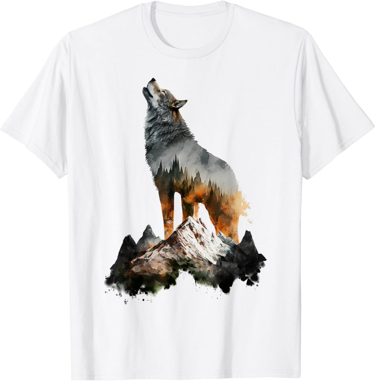 Wolf Howls Mountains Nature Animal Art Animal Lovers Wolf T-Shirt