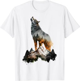 Wolf Howls Mountains Nature Animal Art Animal Lovers Wolf T-Shirt