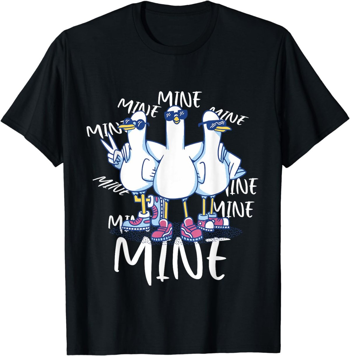 Funny Seagull Saying Mine Funny Pigeon Retro Ocean life T-Shirt