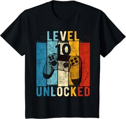 Youth Level 10 Unlocked Video Gamer 10 Year Old 10th Birthday Gift T-Shirt