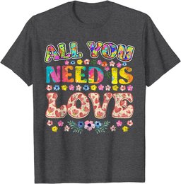 All you need is LOVE hippie 60s 70s Peace Sign Flower Power T-Shirt