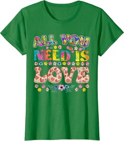 All you need is LOVE hippie 60s 70s Peace Sign Flower Power T-Shirt