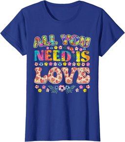 All you need is LOVE hippie 60s 70s Peace Sign Flower Power T-Shirt