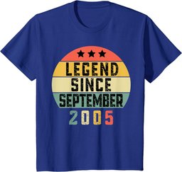 18 Years Vintage Legend Since September 2005 18th Birthday T-Shirt