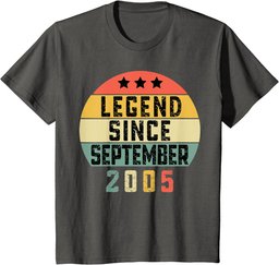 18 Years Vintage Legend Since September 2005 18th Birthday T-Shirt