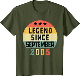 18 Years Vintage Legend Since September 2005 18th Birthday T-Shirt