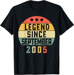18 Years Vintage Legend Since September 2005 18th Birthday T-Shirt