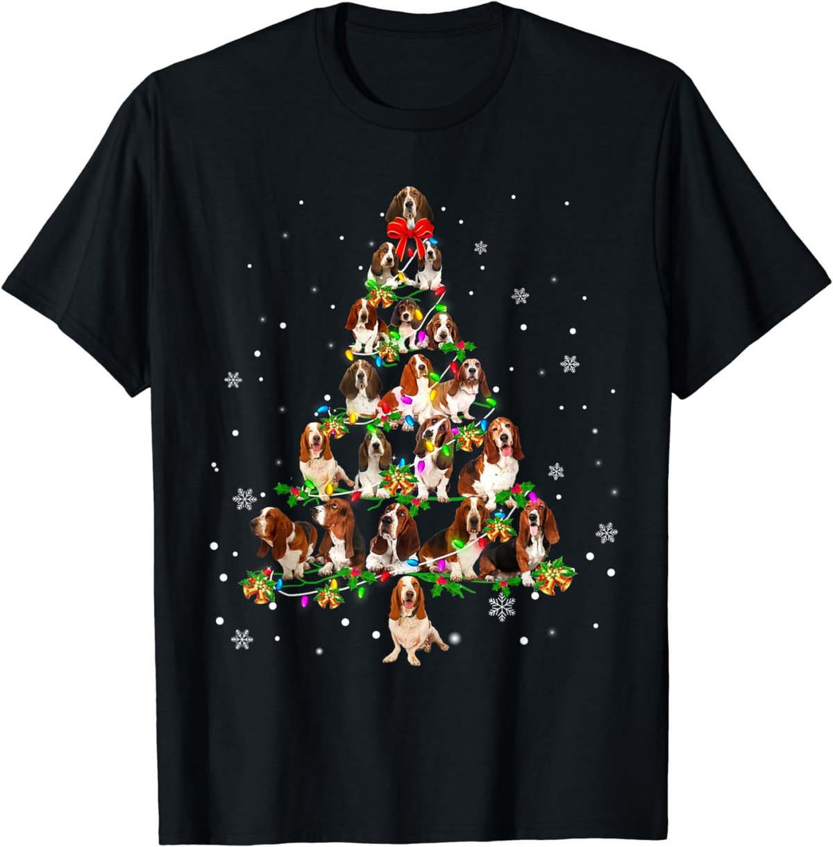 Basset Hound Christmas Tree X-Mas Gift T-Shirt