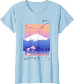 Japanese Cherry Blossom Mountain Landscape Vaporwave Graphic T-Shirt