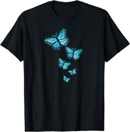 Blue Monarch Butterfly Butterflies Flying Spring Nature T-Shirt