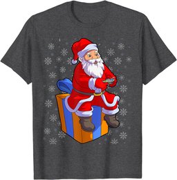 Christmas Kids Boys Men Shirt Santa Video Gamer Xmas T-Shirt