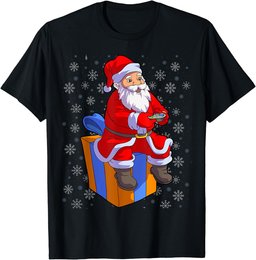 Christmas Kids Boys Men Shirt Santa Video Gamer Xmas T-Shirt