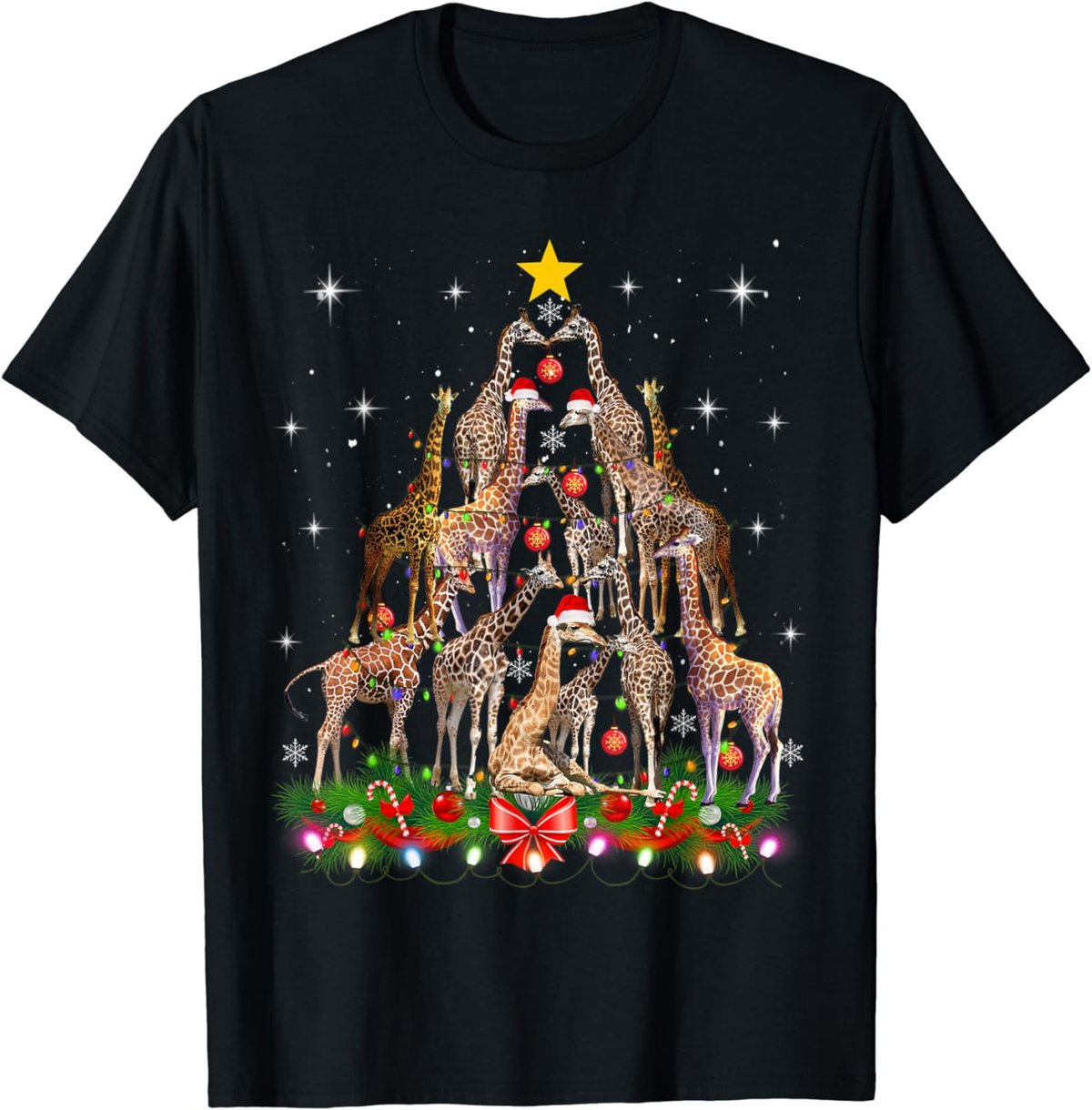 Funny Santa Giraffe Christmas Tree Ornament Gift Cute T-Shirt