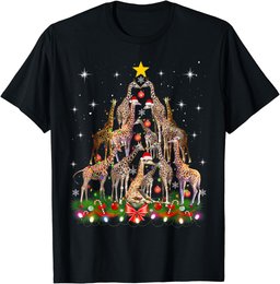 Funny Santa Giraffe Christmas Tree Ornament Gift Cute T-Shirt