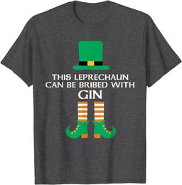 This Leprechaun Can Be Bribed With Gin Funny St. Paddy Day T-Shirt