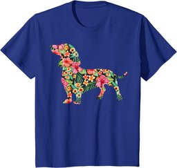 Dachshund Flower Funny Dog Silhouette Floral Gifts Women Men T-Shirt