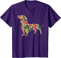 Dachshund Flower Funny Dog Silhouette Floral Gifts Women Men T-Shirt