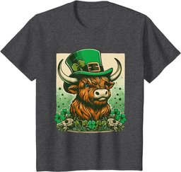 Happy St Patrick's Day Cute Highland Cow T-Shirt