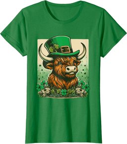 Happy St Patrick's Day Cute Highland Cow T-Shirt