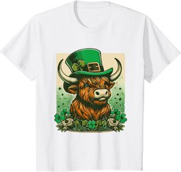 Happy St Patrick's Day Cute Highland Cow T-Shirt