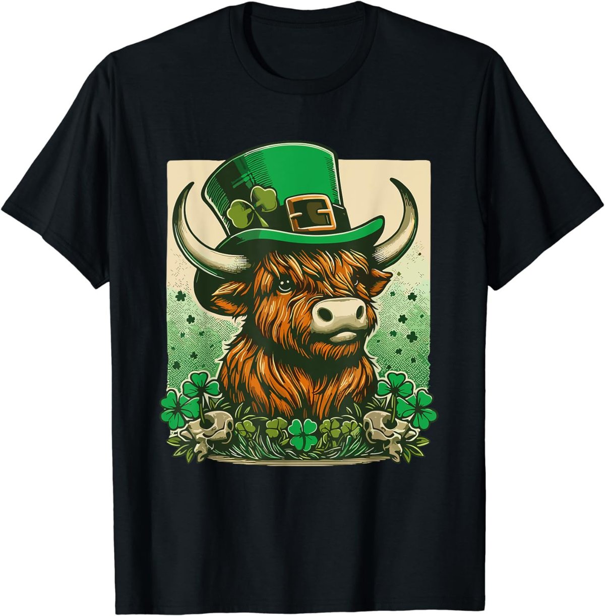 Happy St Patrick's Day Cute Highland Cow T-Shirt