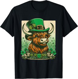 Happy St Patrick's Day Cute Highland Cow T-Shirt