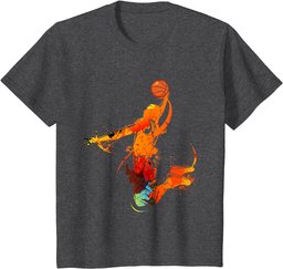 Dunking Basketballer Flames Jump Retro Basketball Player T-Shirt