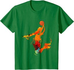 Dunking Basketballer Flames Jump Retro Basketball Player T-Shirt
