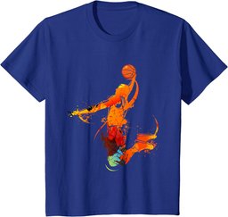 Dunking Basketballer Flames Jump Retro Basketball Player T-Shirt