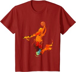 Dunking Basketballer Flames Jump Retro Basketball Player T-Shirt