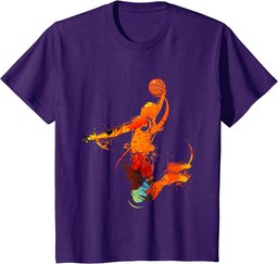 Dunking Basketballer Flames Jump Retro Basketball Player T-Shirt