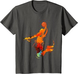 Dunking Basketballer Flames Jump Retro Basketball Player T-Shirt