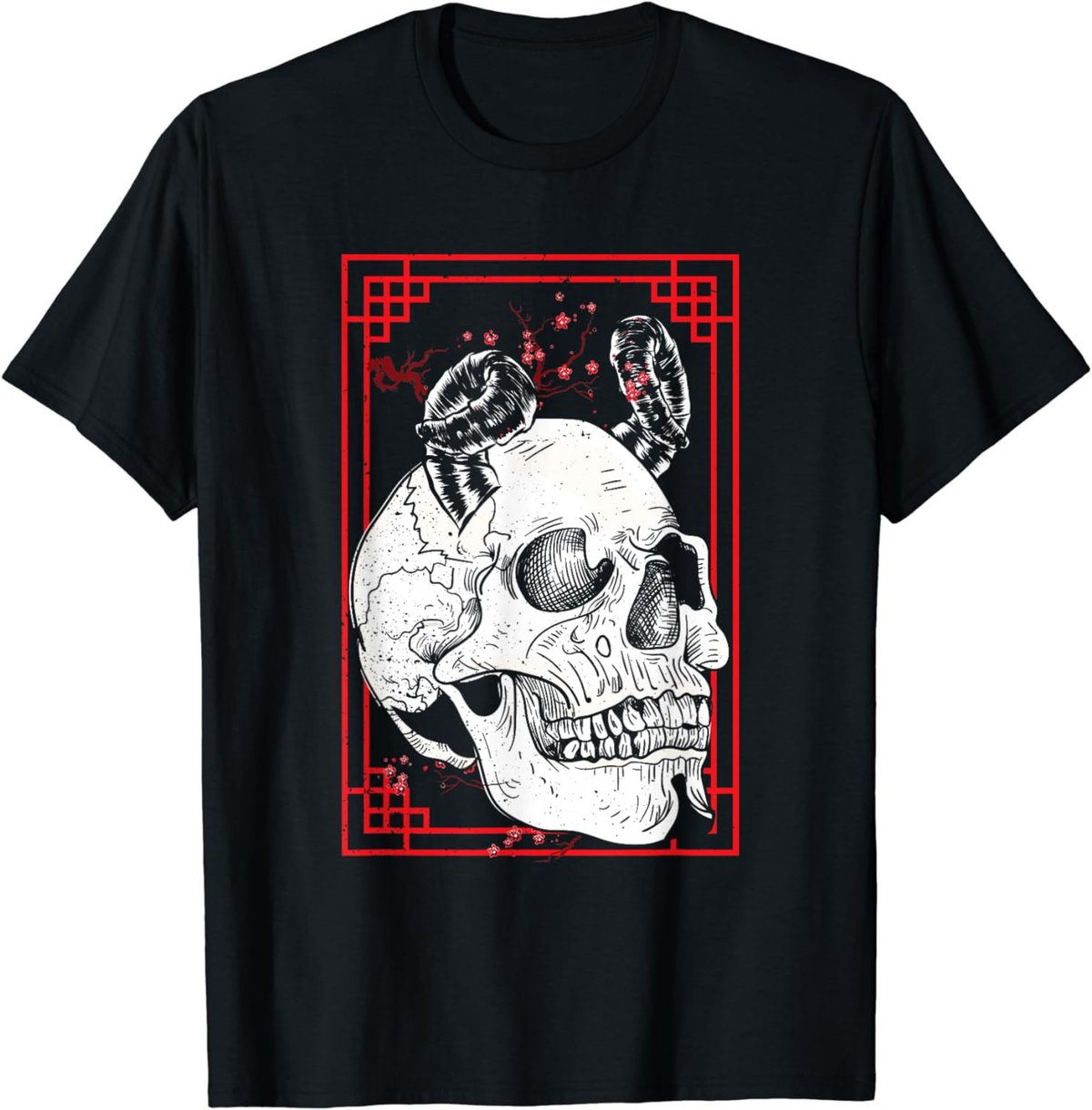Japanese Demon Harajuku Kabuki Yokai Oni Face Mask Art T-Shirt