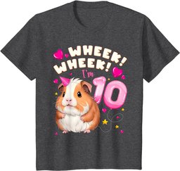 10th Birthday Girl 10 Years, Guinea Pig and Big Number 10 T-Shirt