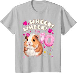 10th Birthday Girl 10 Years, Guinea Pig and Big Number 10 T-Shirt