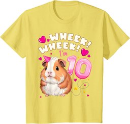 10th Birthday Girl 10 Years, Guinea Pig and Big Number 10 T-Shirt