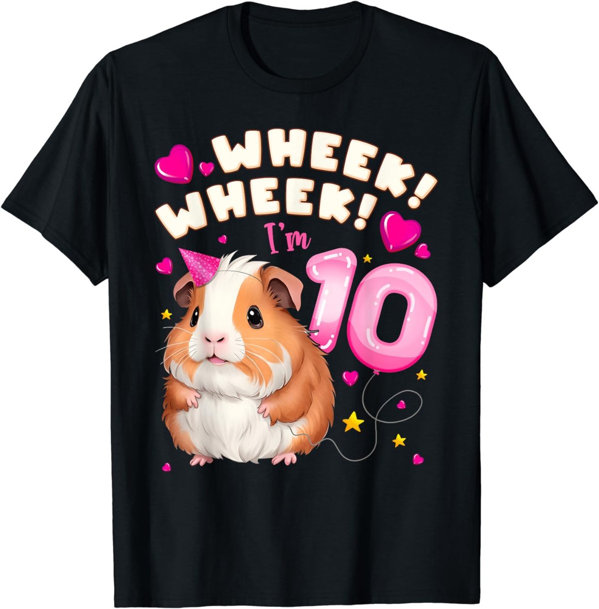 10th Birthday Girl 10 Years, Guinea Pig and Big Number 10 T-Shirt