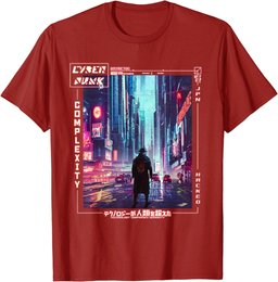 Man Walking in Japanese Cyberpunk Retro Vaporwave Aesthetic T-Shirt