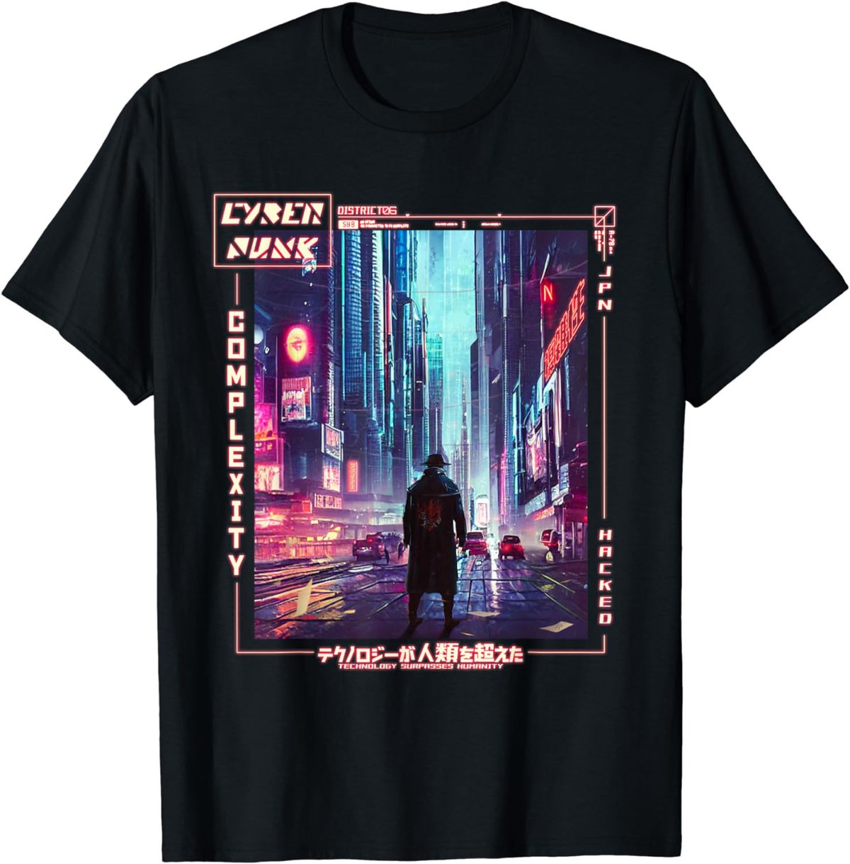 Man Walking in Japanese Cyberpunk Retro Vaporwave Aesthetic T-Shirt