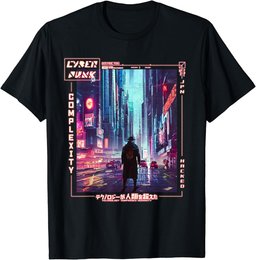 Man Walking in Japanese Cyberpunk Retro Vaporwave Aesthetic T-Shirt