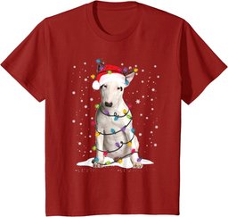 Bull Terrier Christmas Tree Light Pajama Dog Lover Xmas Gift T-Shirt