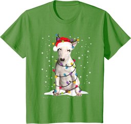 Bull Terrier Christmas Tree Light Pajama Dog Lover Xmas Gift T-Shirt